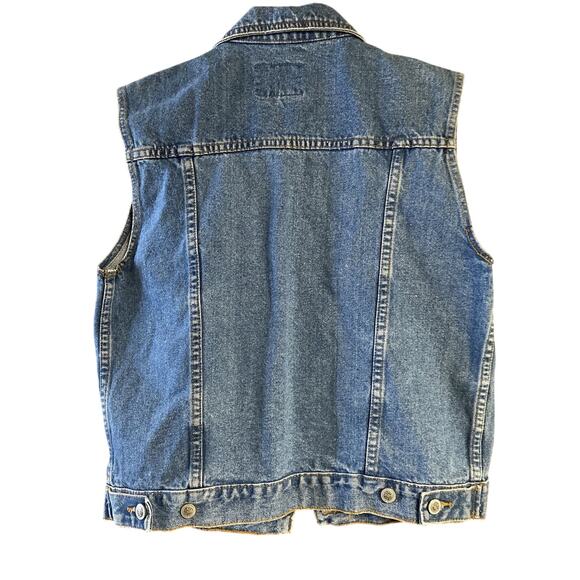 80's Vintage PS Gitano Women's Medium Jean Denim Button Up Vest Button Down - Picture 5 of 6